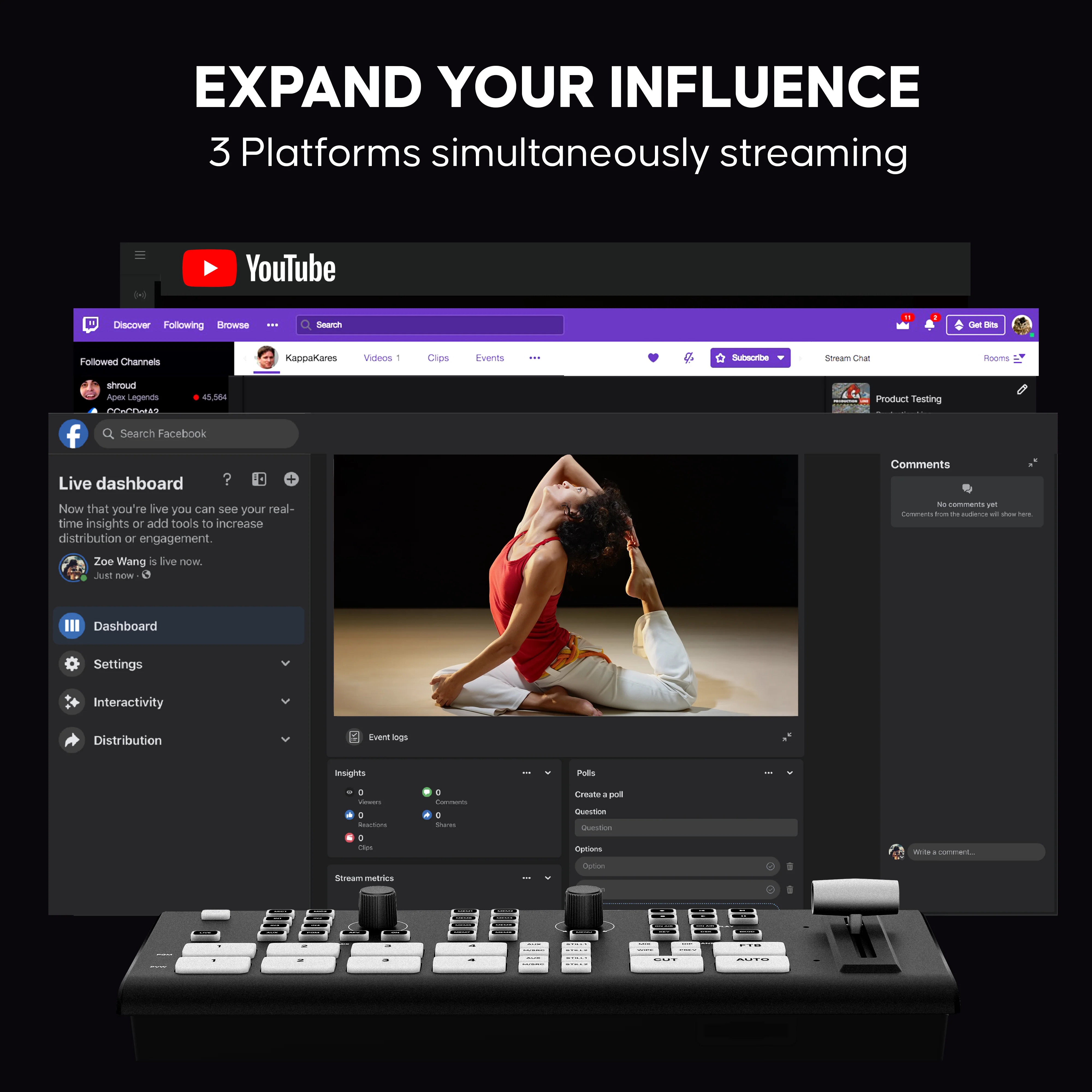 GoStream Deck - HDMI Video Switcher & Live Broadcast Mixer | All-in-One Professional Streaming Solution - Image 3