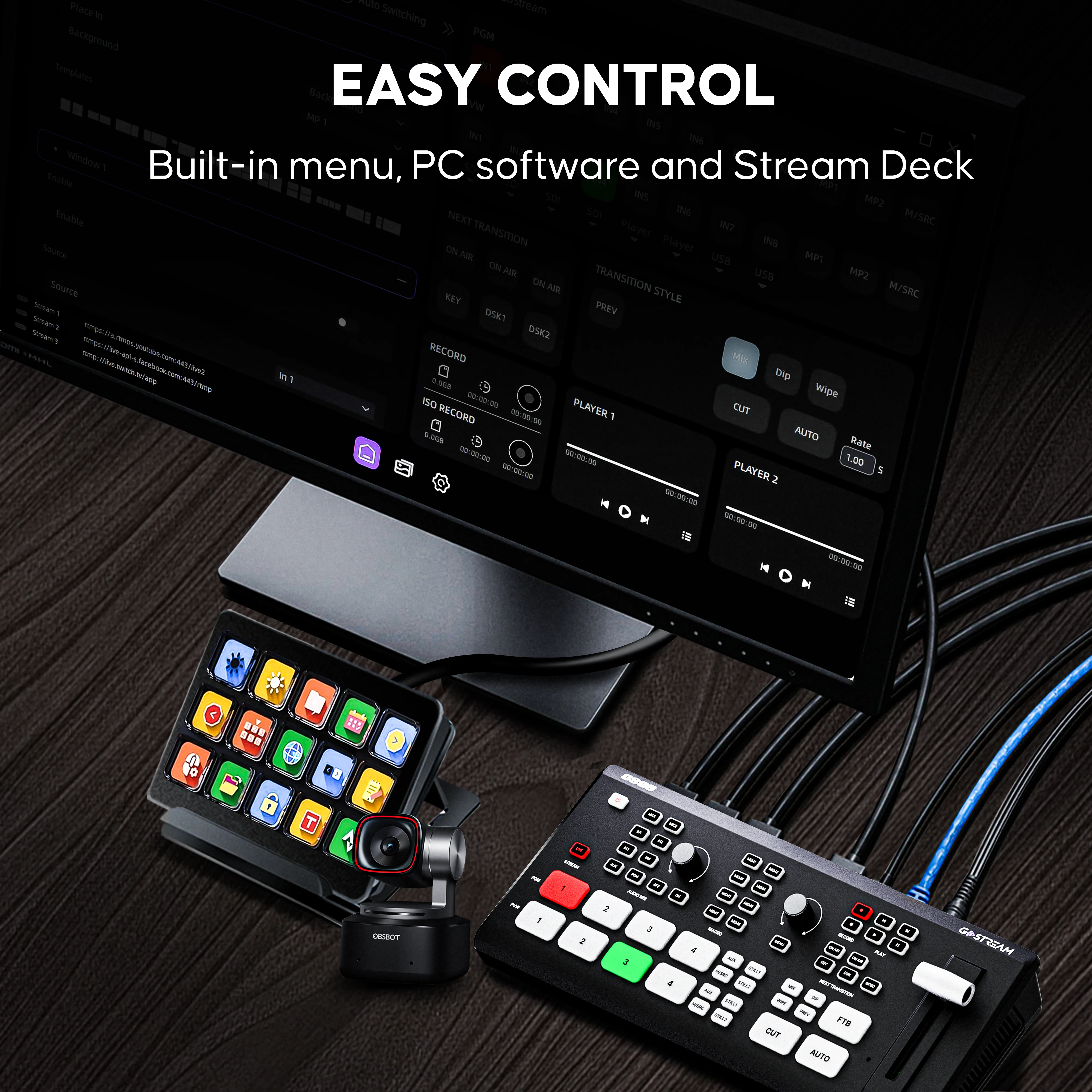 GoStream Deck - HDMI Video Switcher & Live Broadcast Mixer | All-in-One Professional Streaming Solution - Image 9
