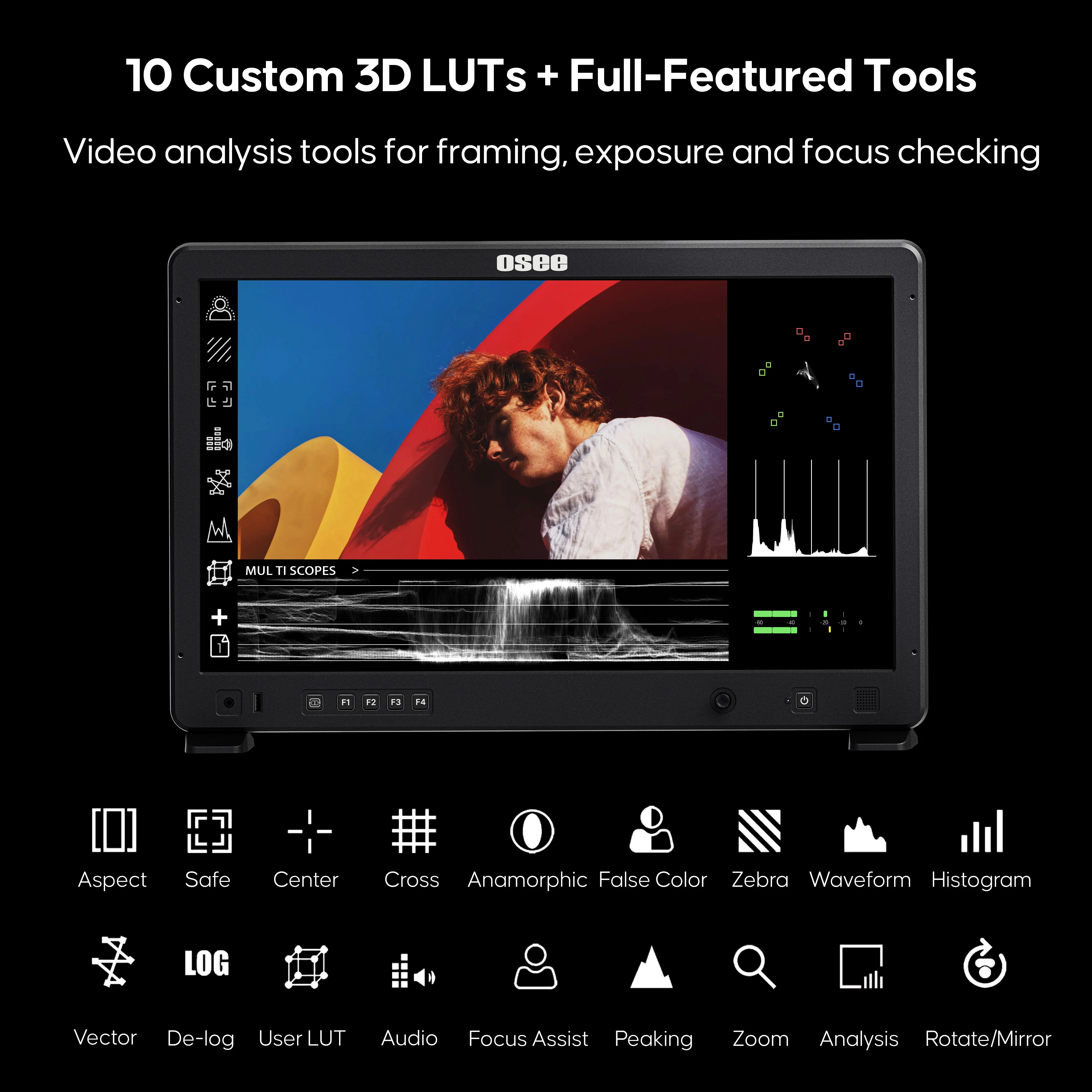 Mega 22S4 22“ Horizontal/Vertical  Multi-View Production Monitor, 1500nits 3*4K60 + 3*3G-SDI Inputs Broadcast Monitor - Image 5