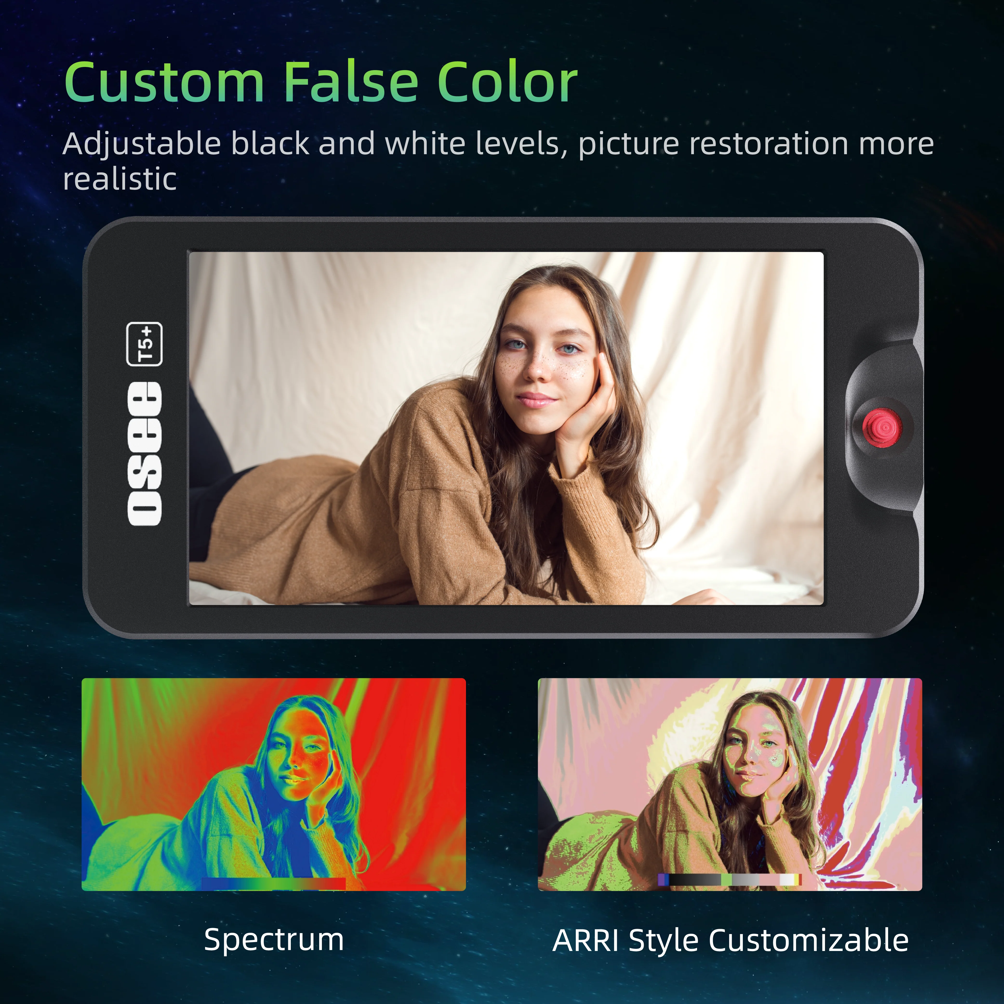 T5+ 5.5" 1000nits HDR Video Field Monitor, 8 MySets & 3D LUTs | Peaking Focus Assist, False Color - Image 3